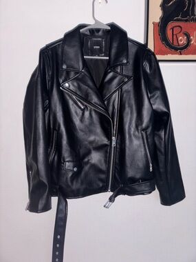 Cotton On Black Faux Leather Moto Jacket